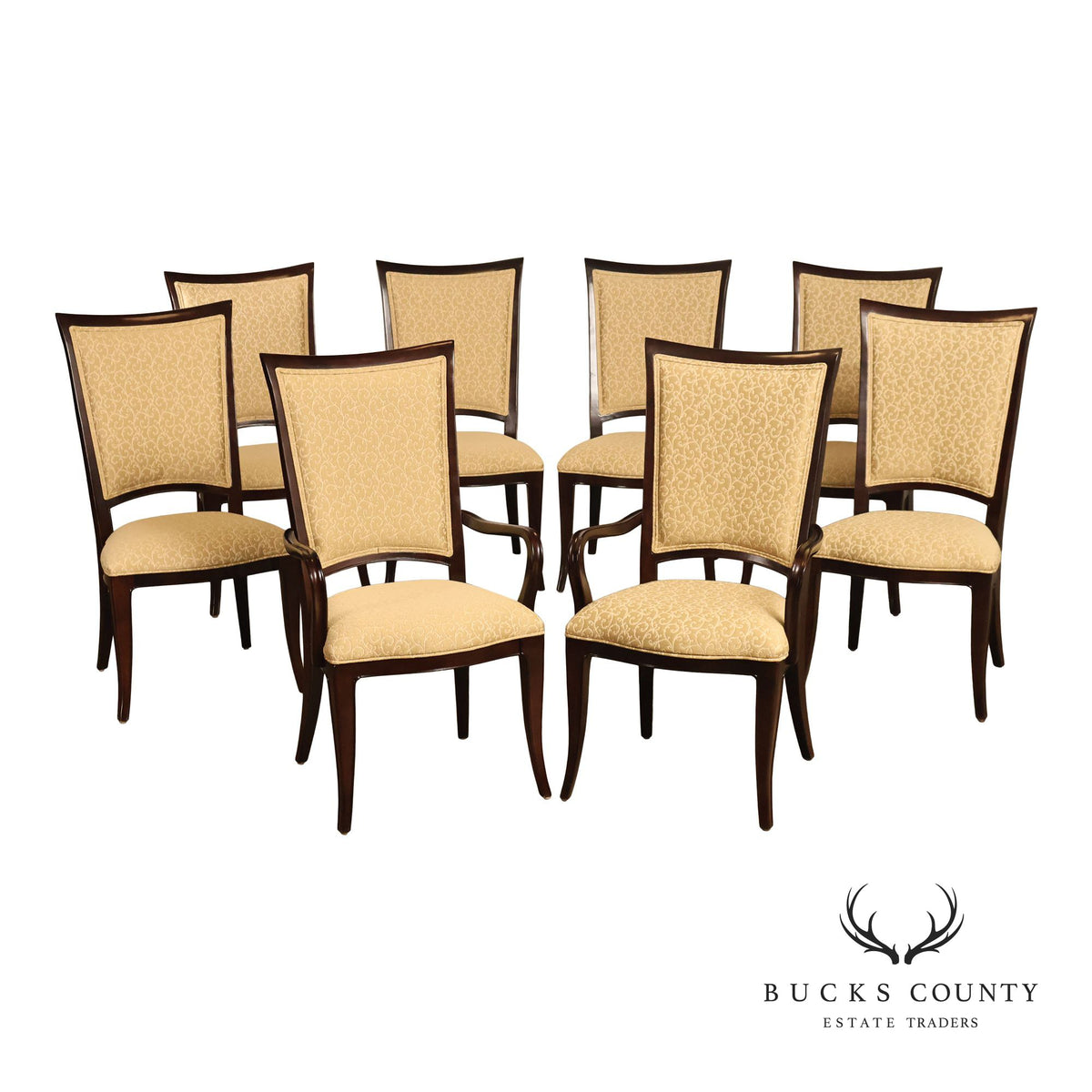 Thomasville Transitional Set of Eight Mahogany Dining Chairs