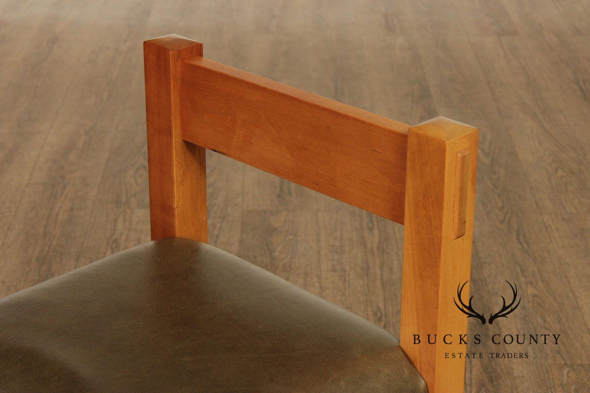 Stickley Mission Collection Cherry and Leather Bench