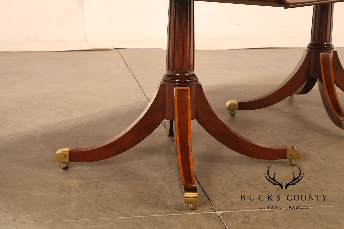 Karges Duncan Phyfe Banded Mahogany Double Pedestal Dining Table