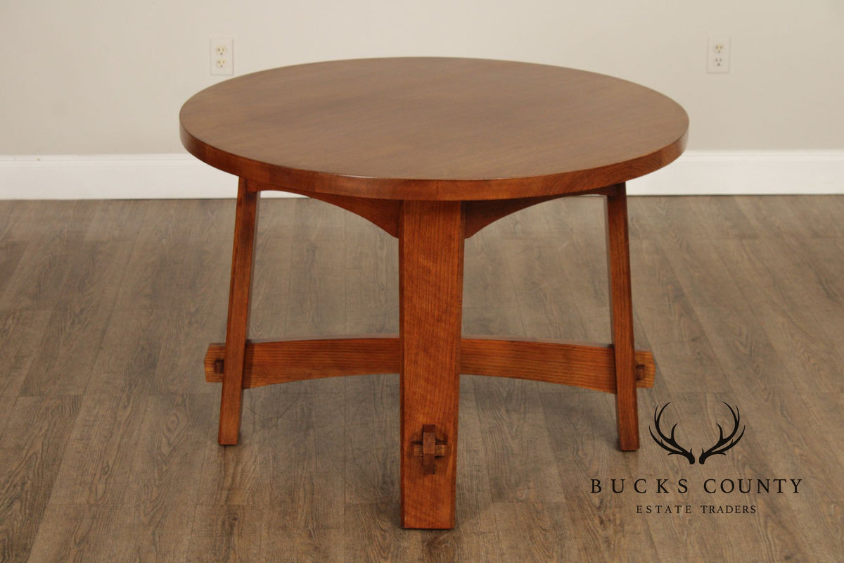 Stickley Mission Collection Round Oak Commemorative Library Table