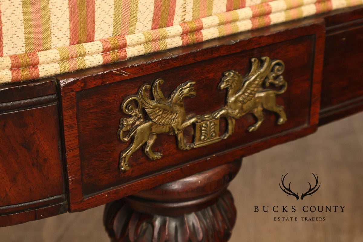 Antique American Empire Period 19th Century Carved Mahogany Sofa