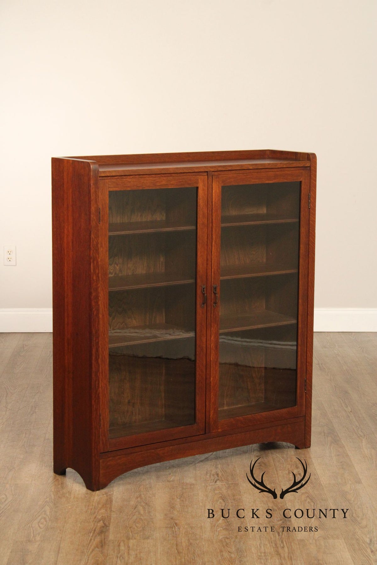 Antique Mission Oak Two-Door Bookcase