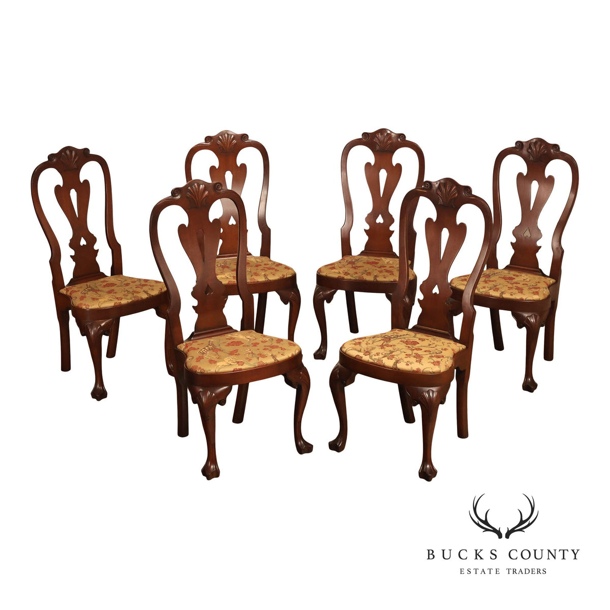 Kittinger Colonial Williamsburg Georgian Style Set Of Six Mahogany Side Dining Chairs CW-146
