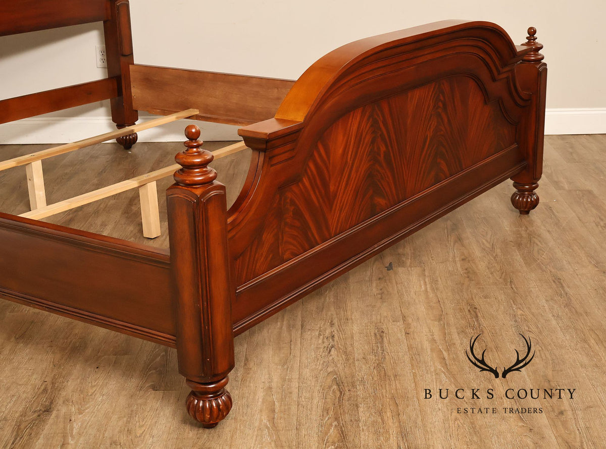 King Size Mahogany Flame Veneer Carved Bed Frame