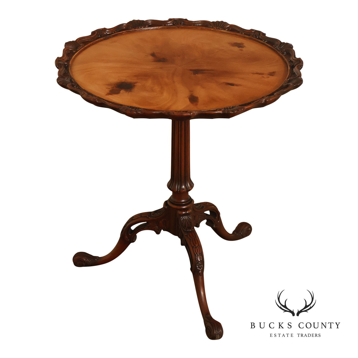 Queen Anne Style Flame Mahogany Pie Crust Top Pedestal Table