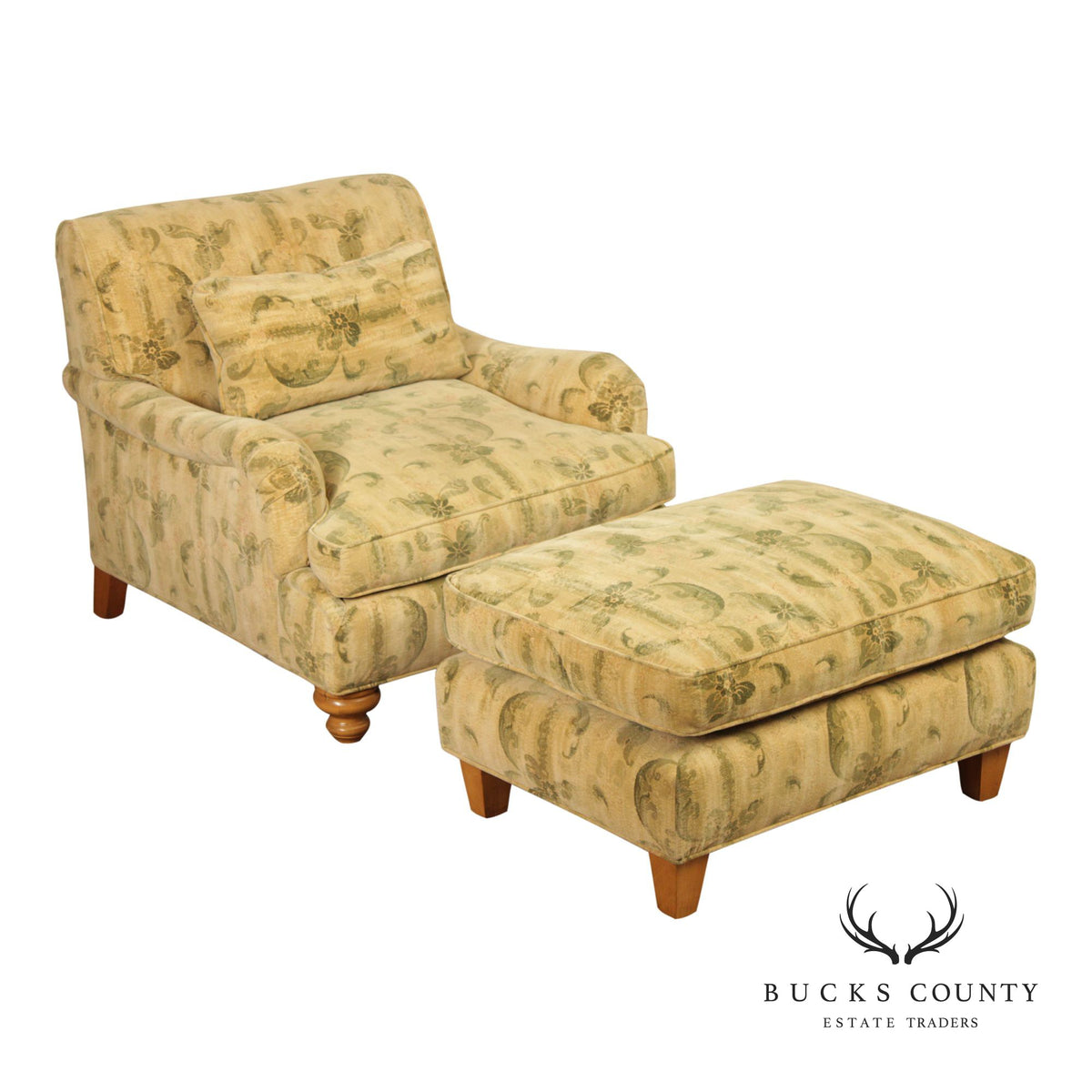 Custom Upholstered Lounge Chair and Ottoman