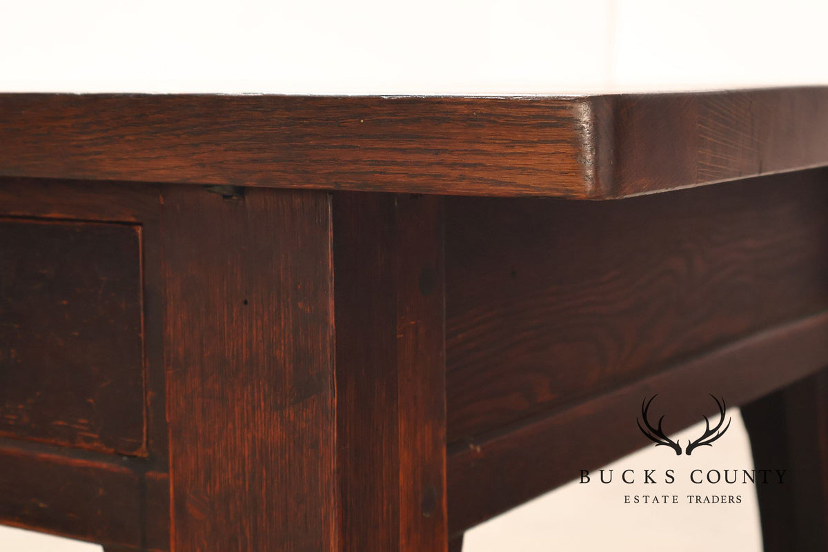 Early Gustav Stickley No. 460 Oak Library Table With Rare  Hardware