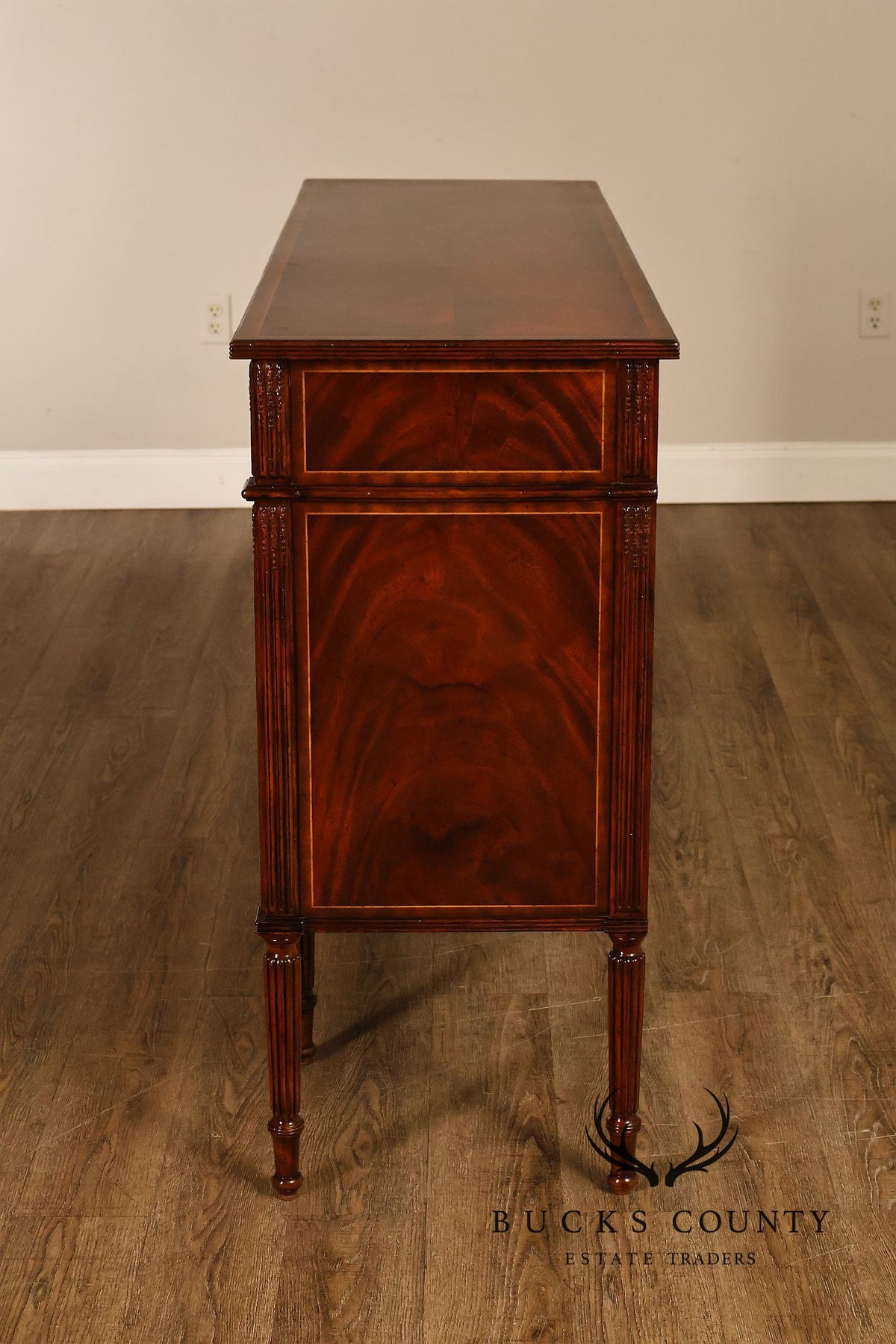 Jonathan Charles Mahogany Federal Style Credenza Sideboard With Brass Hardware