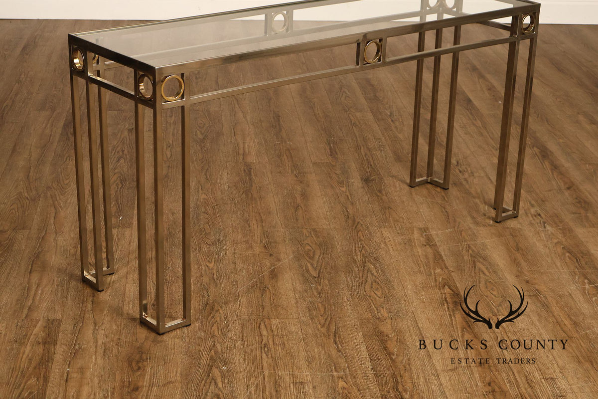 Modern Art Deco Style Glass Top Console Table