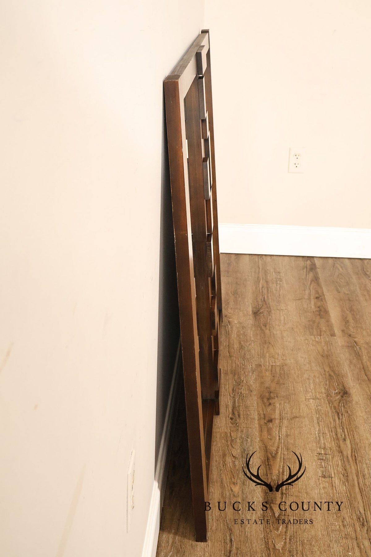 Lane Mid-Century Modern Brutalist Walnut Geometric Wall Mirror
