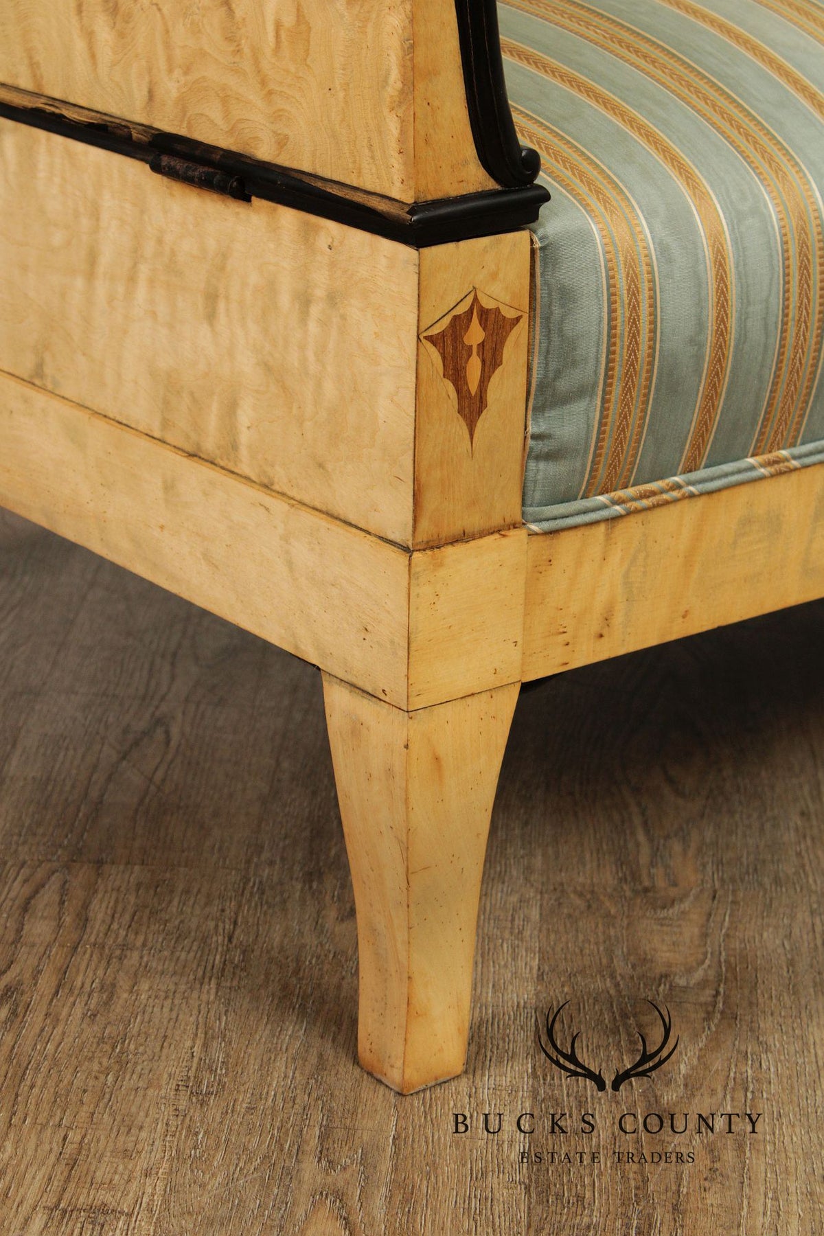 Antique Biedermeier Inlaid Flame Birch Sofa
