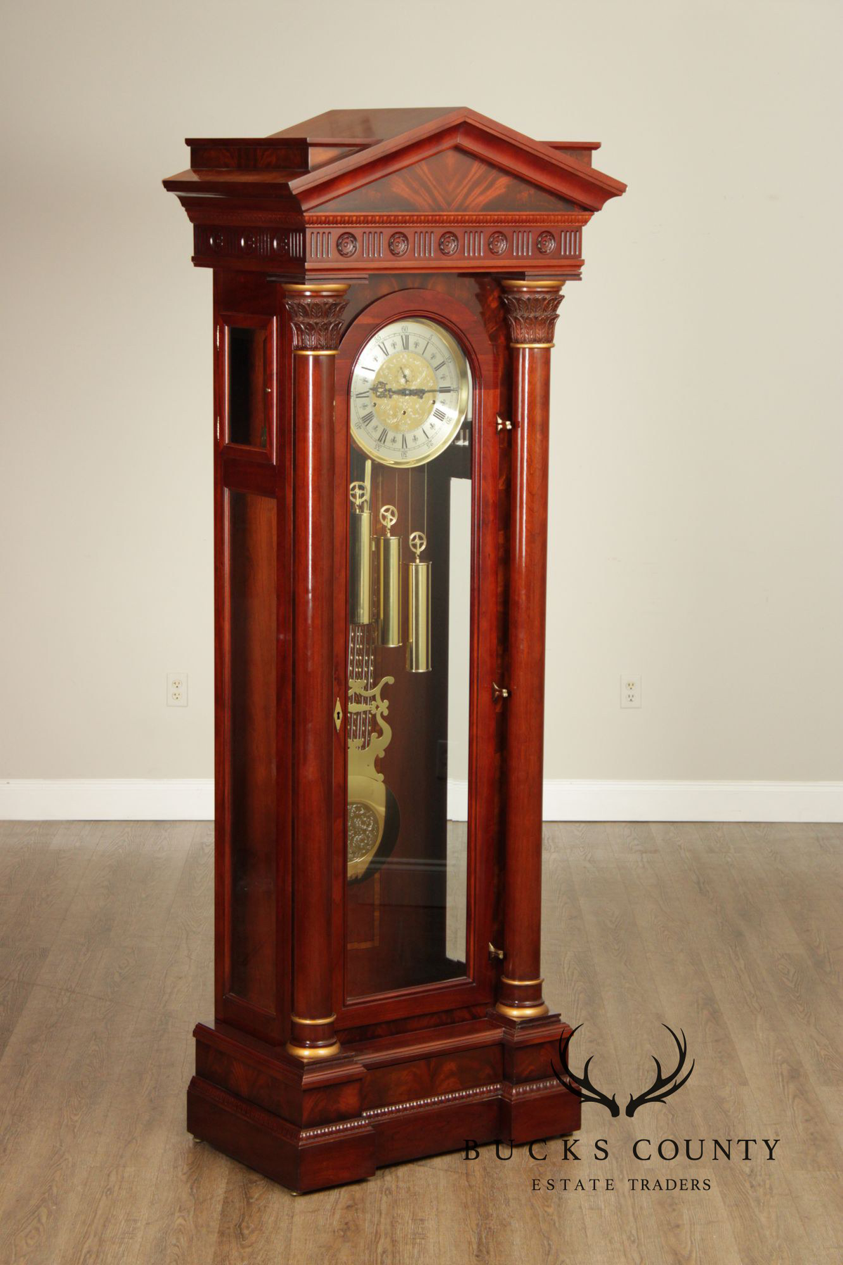 Sligh Mahogany Millennium Limited Edition Grandfather Clock With Corinthian Columns