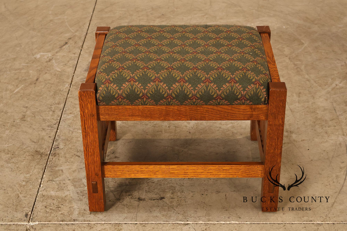Stickley Mission Collection Oak Spindle Side Footstool Ottoman