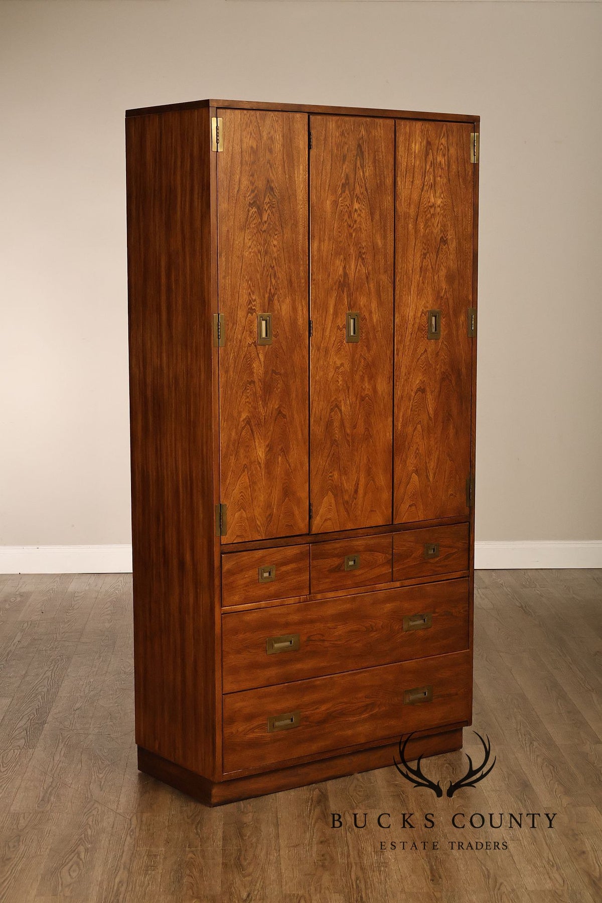 Vintage Campaign Style Wardrobe Armoire Cabinet