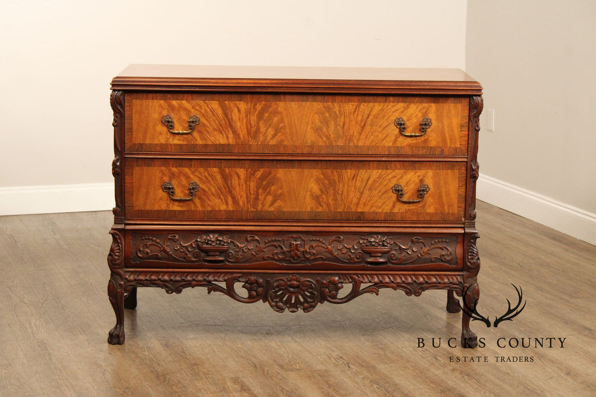 Georgian Style Carved Mahogany Commode