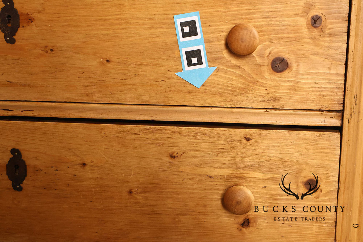 Antique Scottish Pine Chest Of Drawers Dresser With Carved Details