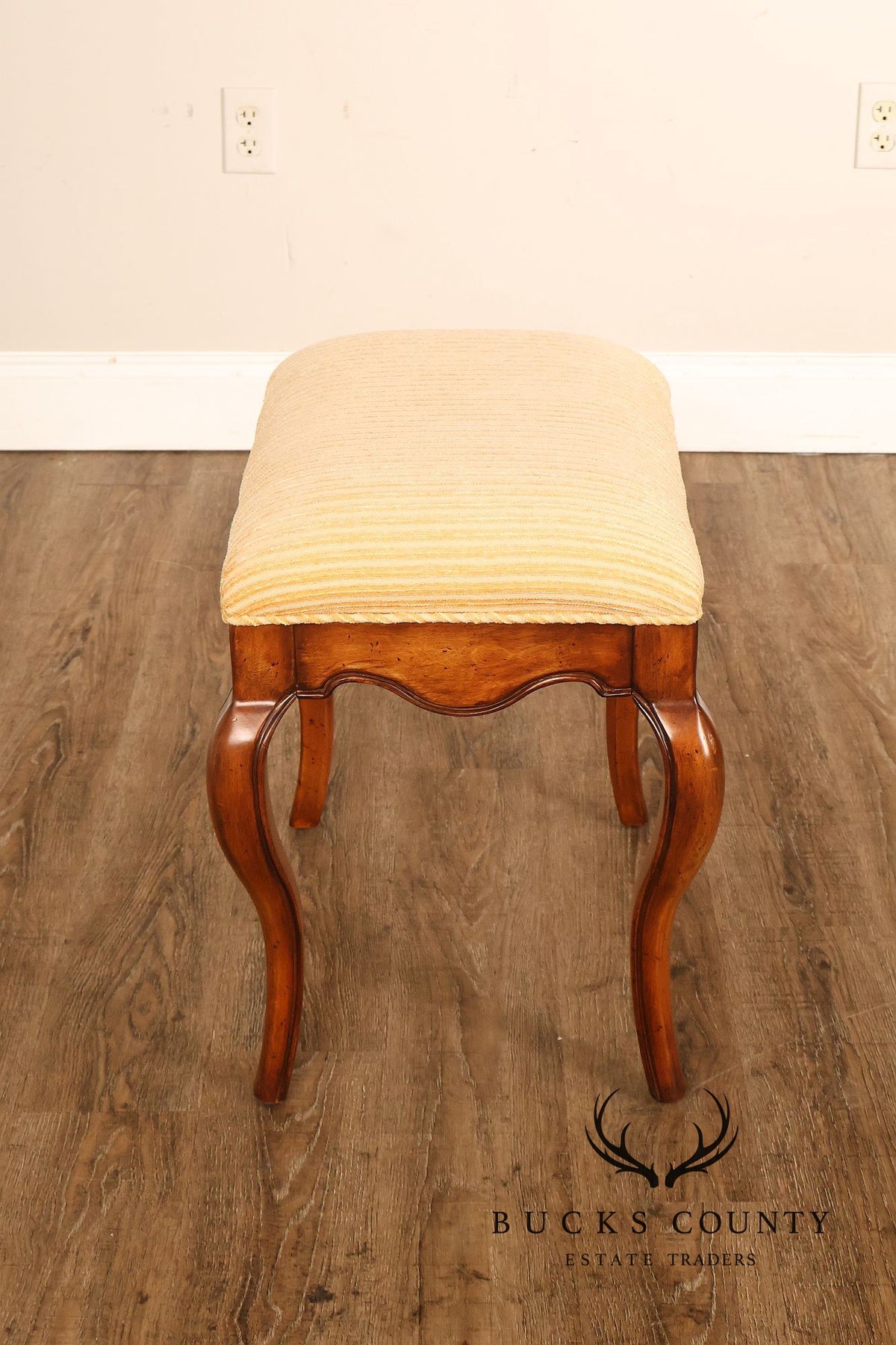 French Louis XV Style Carved Wood Vanity Stool