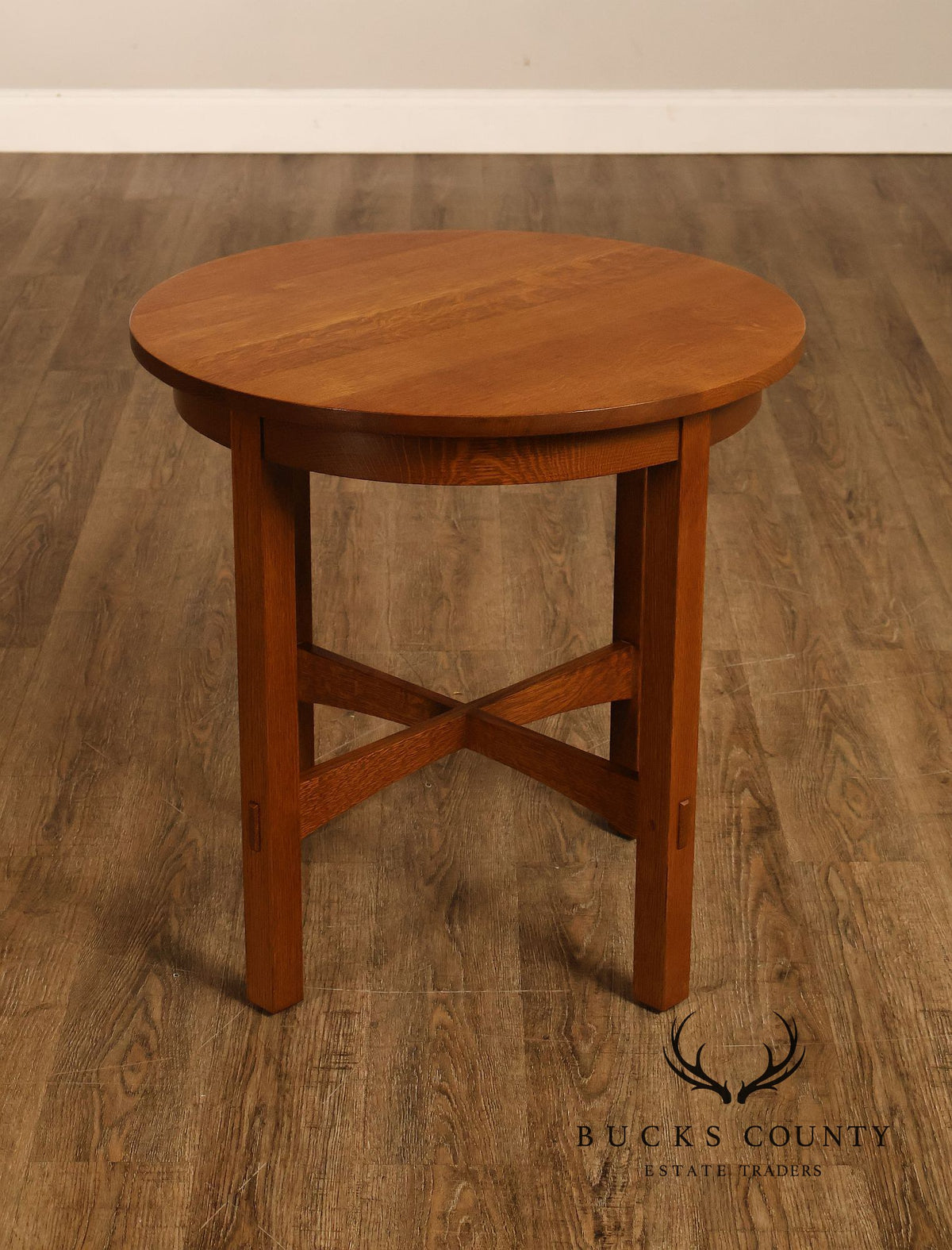 Stickley Mission Collection Oak Round Lamp Table