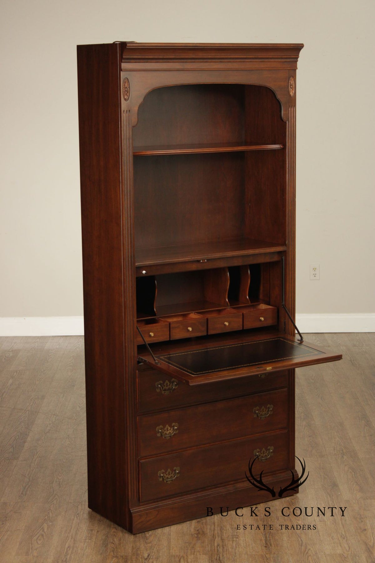 Ethan Allen 'Georgian Court' Cherry Secretary Desk Bookcase Unit