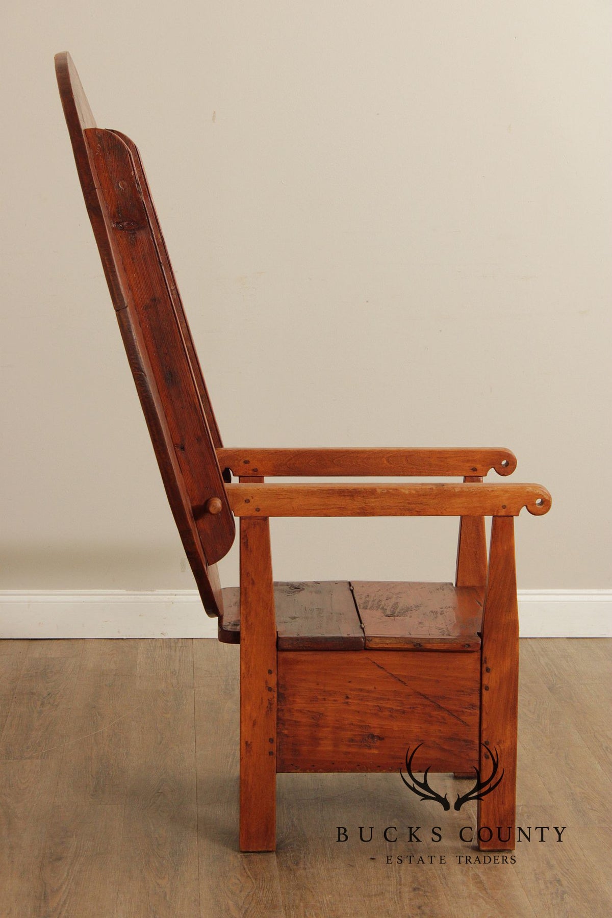 Antique Softwood Round Tilt Top Bench Dining Table