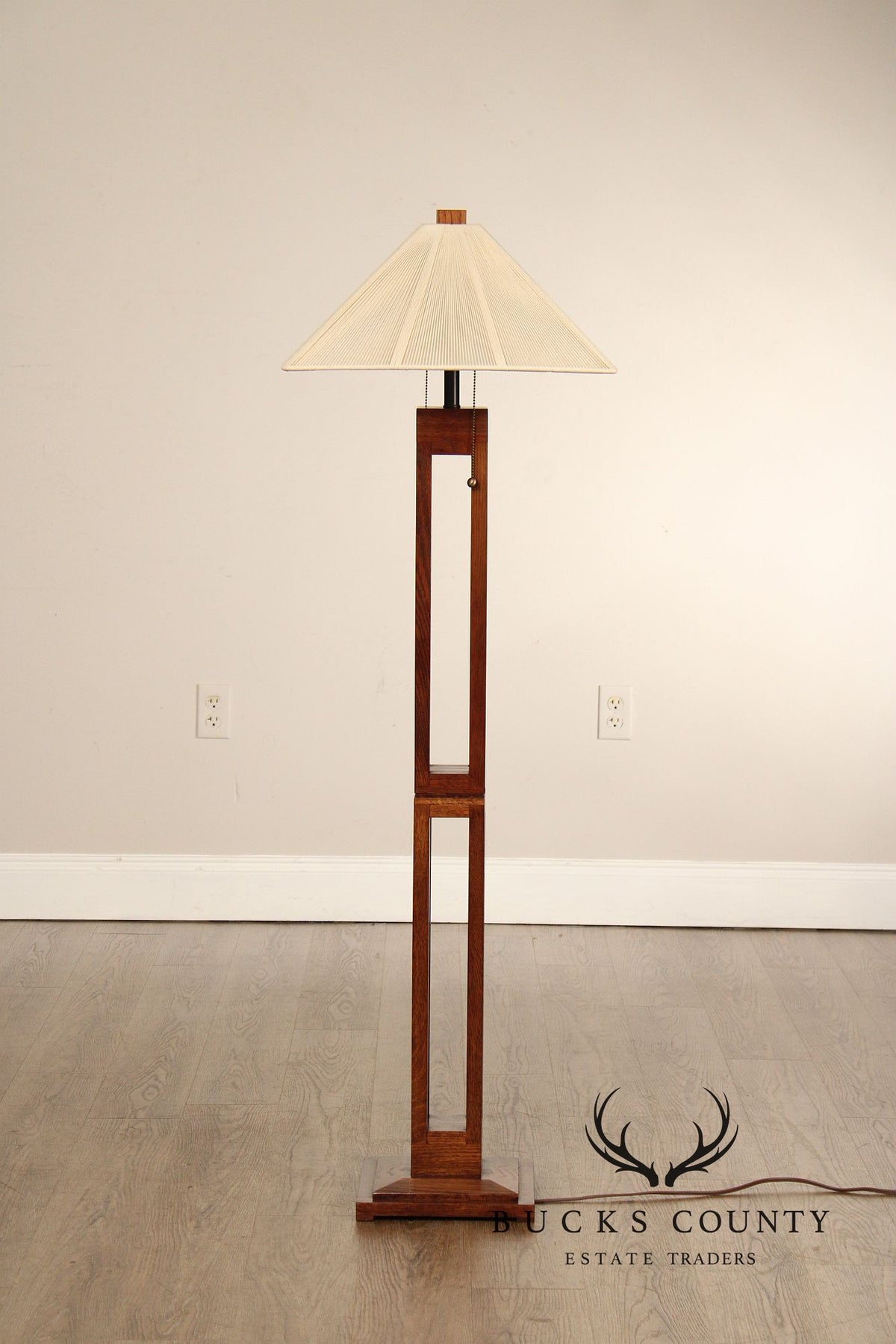 Quoizel Arts & Crafts Style Oak Floor Lamp