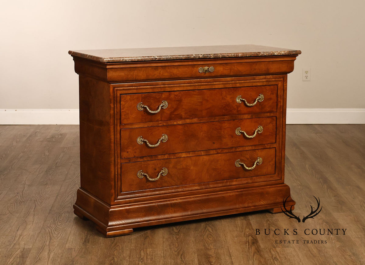 Henredon 'Charles X' Pair of Marble Top Chests