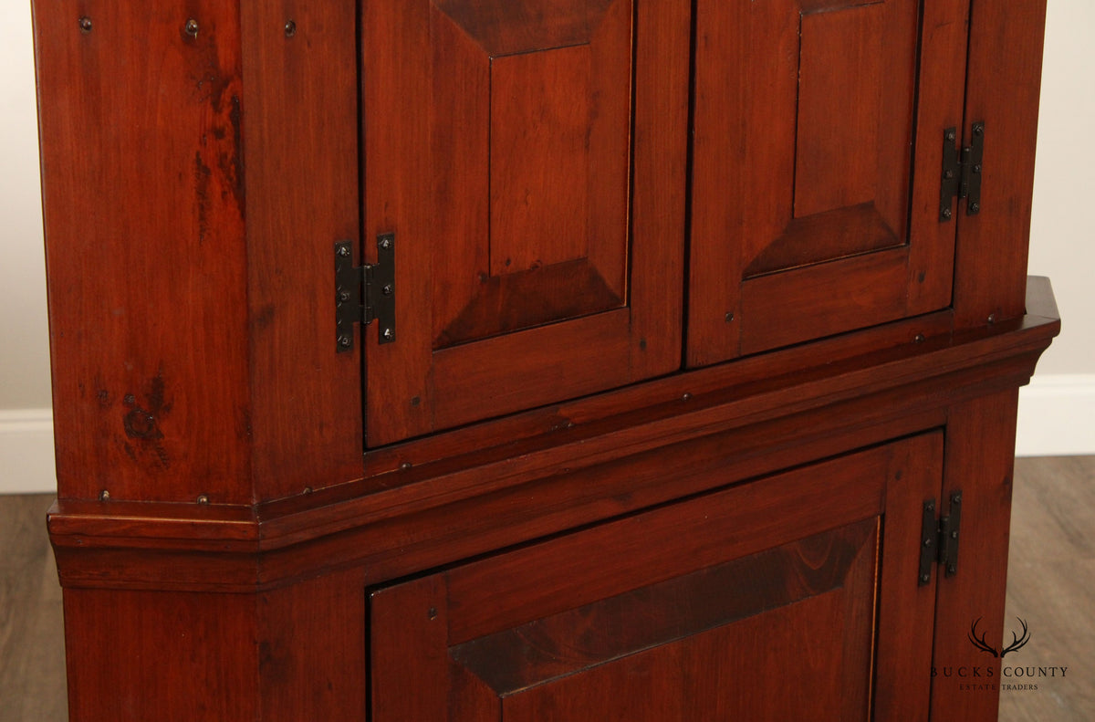 Custom Quality Early American Style Pine Corner Cabinet