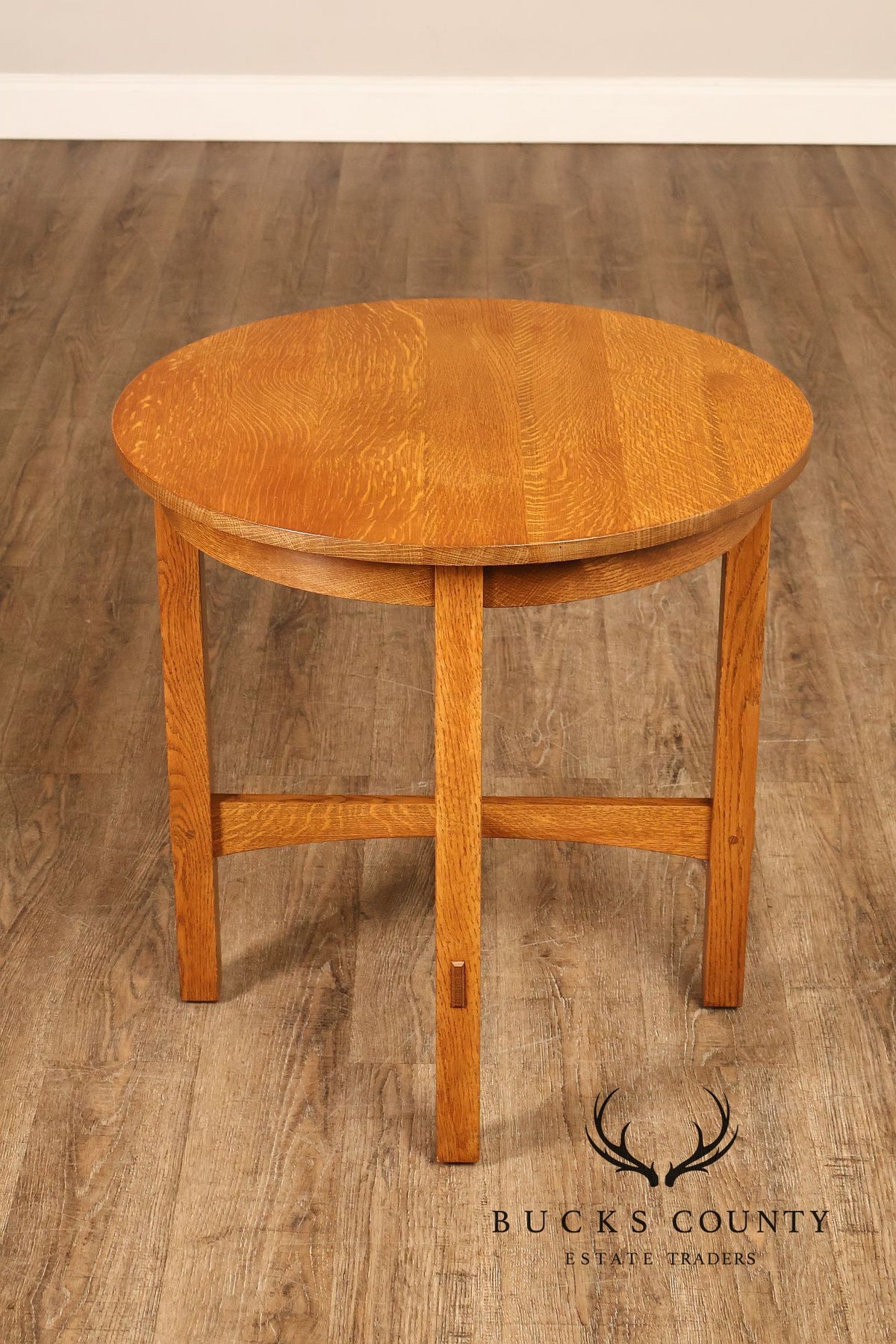 Stickley Mission Collection Round Oak Side Table
