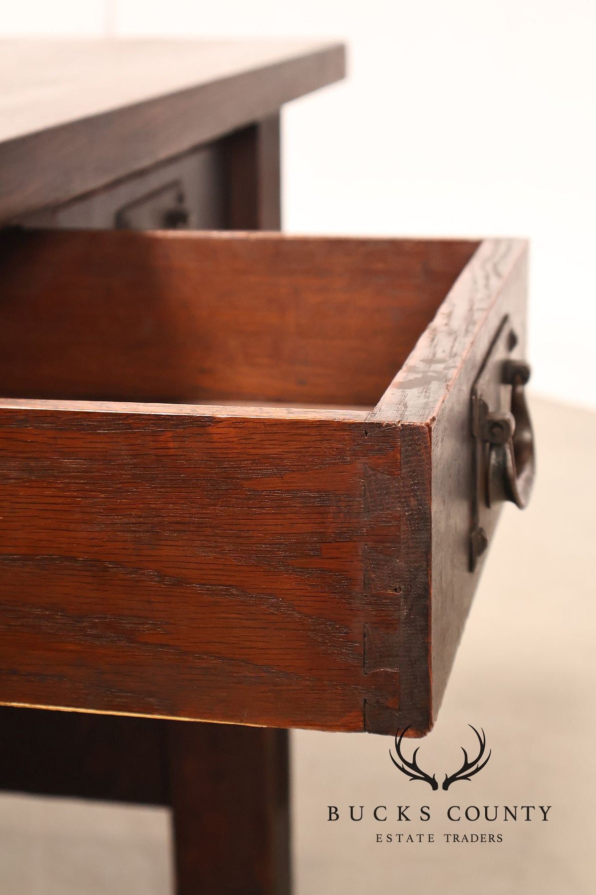 Early Gustav Stickley No. 460 Oak Library Table With Rare  Hardware