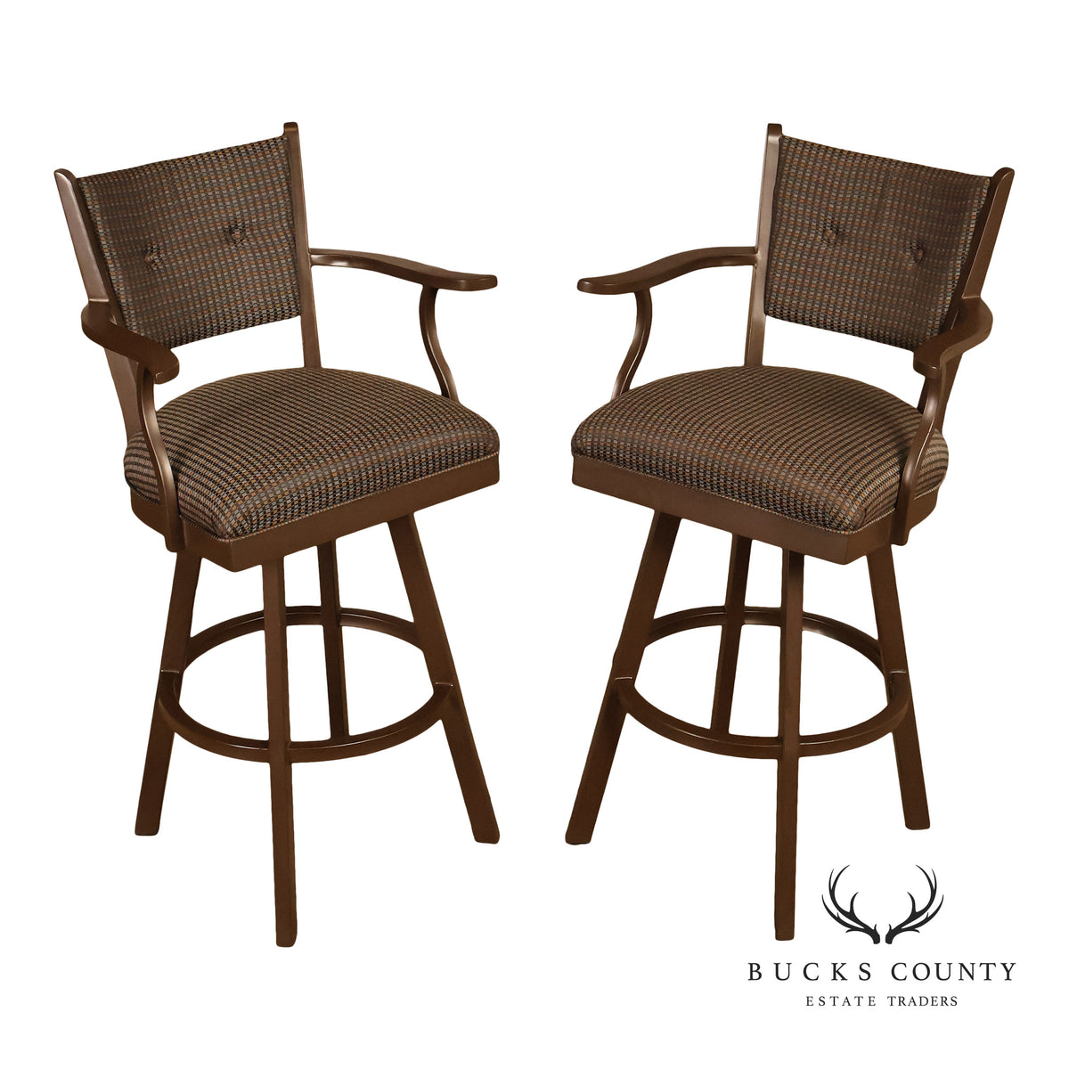 Tempo Industries Pair Of Swivel Bar Stools With Arms
