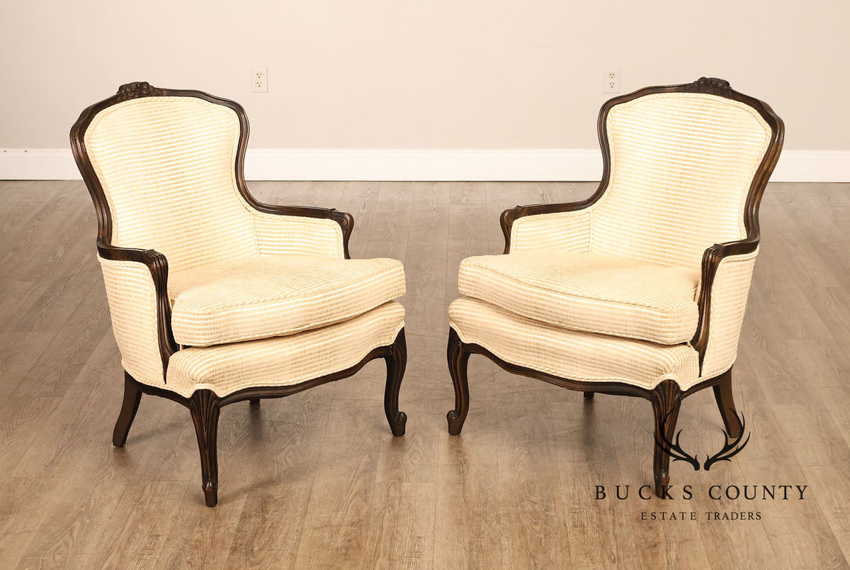 French Louis XV Style Pair Of Bergere Chairs