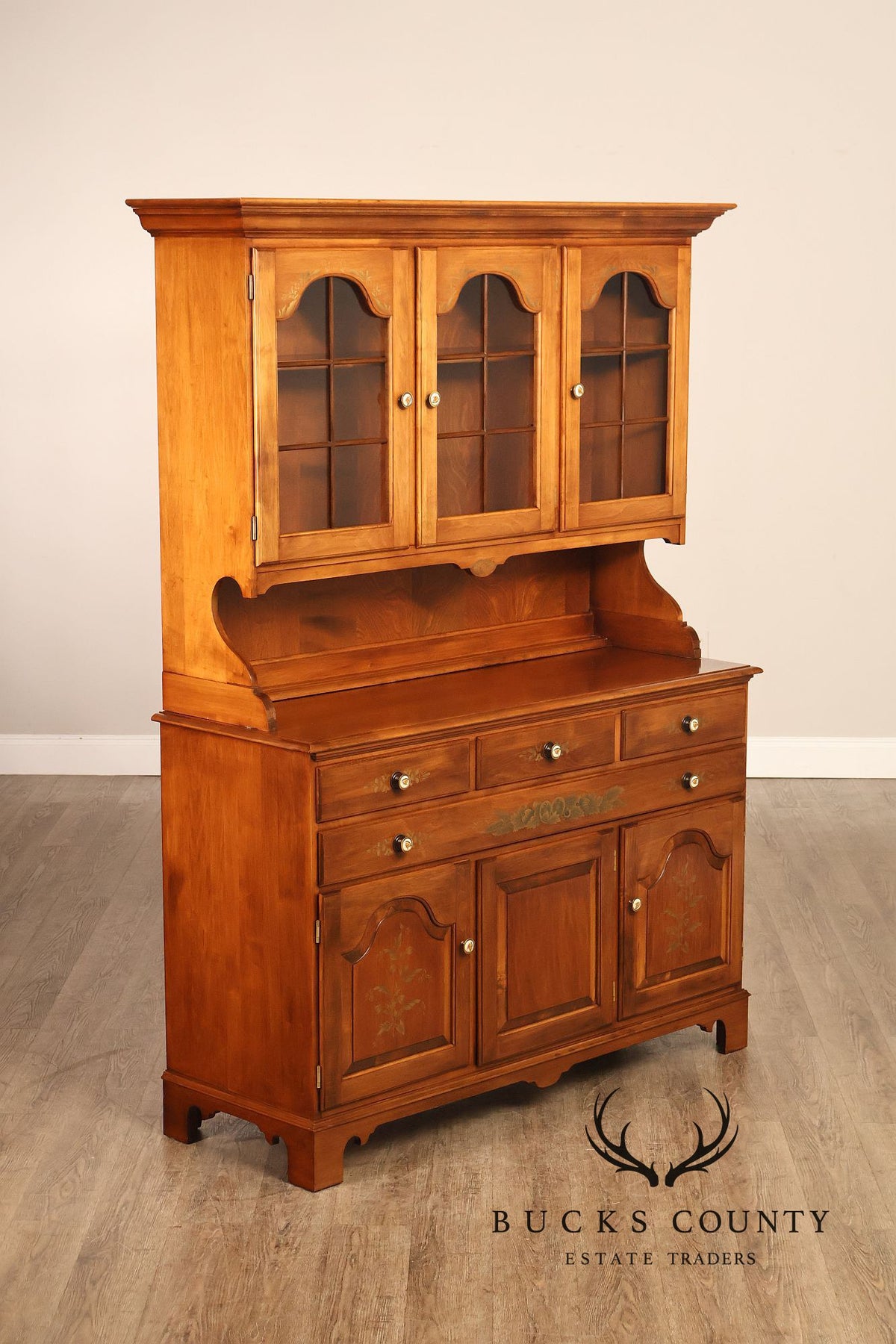Hitchcock Two Piece Maple Step Back Hutch