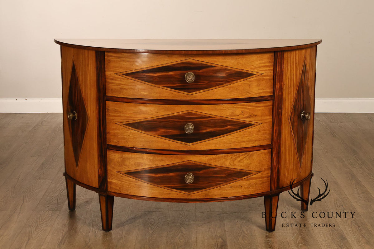 John-Richard Ebony Inlaid Satinwood Demilune Chest