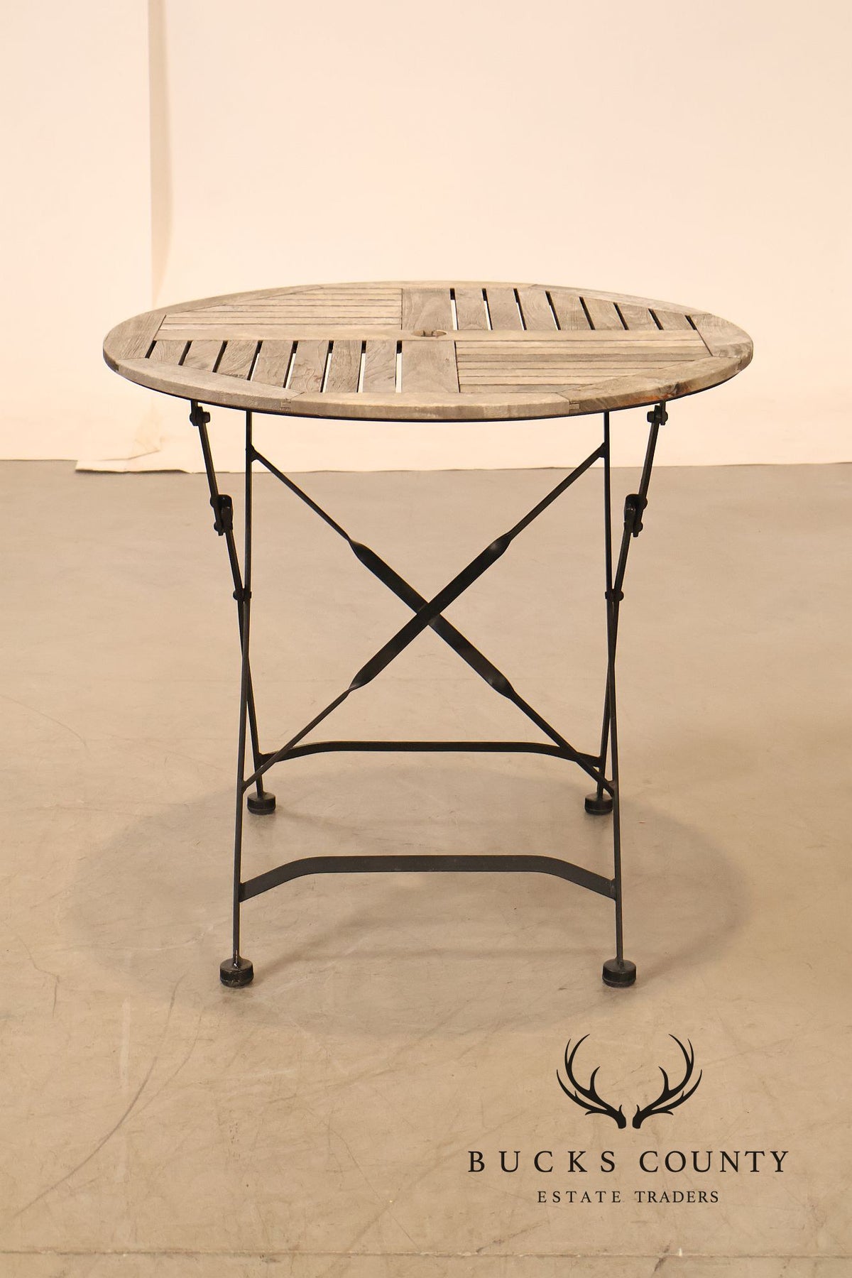 French Style Teak and Wrought Iron Five-Piece Bistro Set
