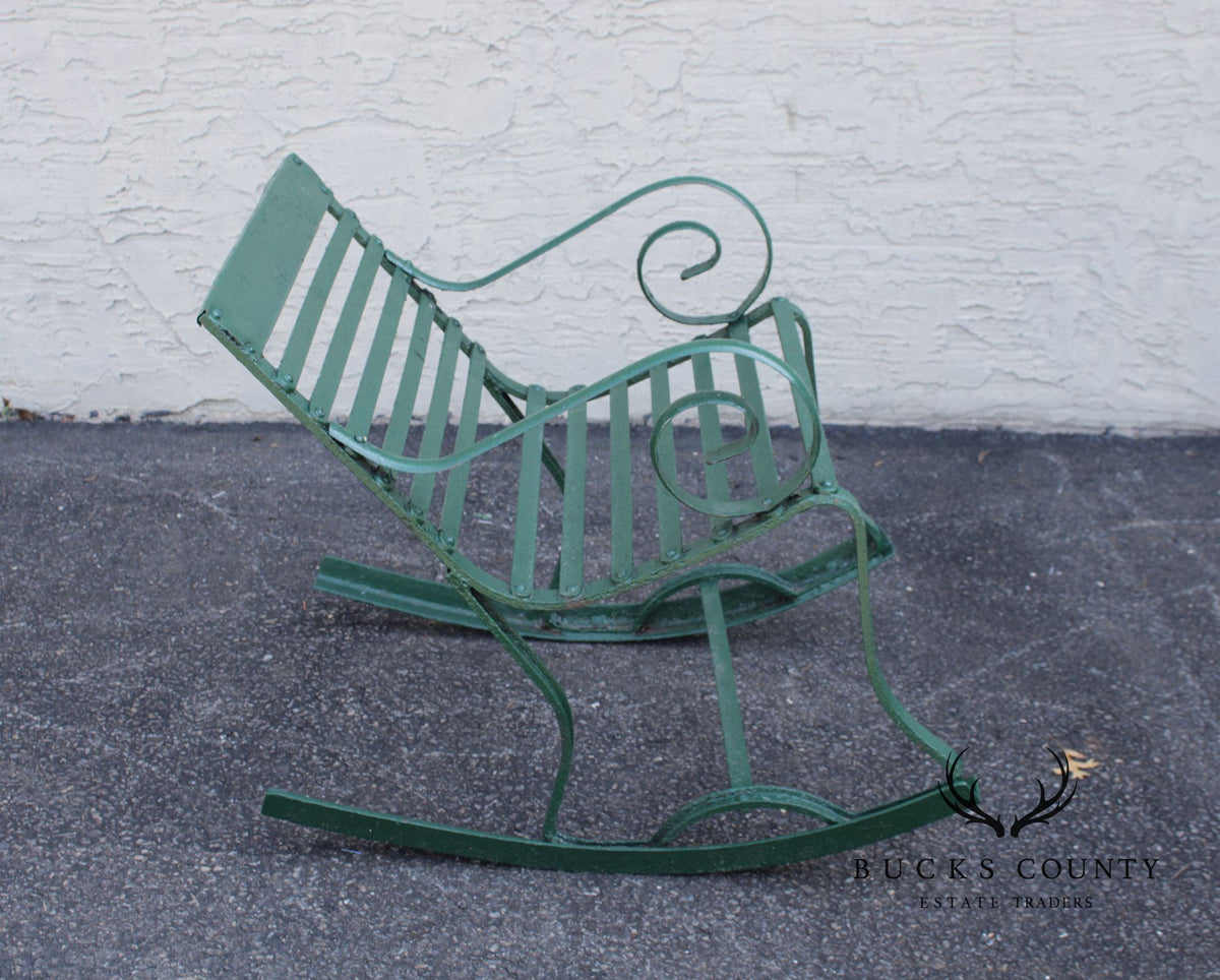 Antique Wrought Iron Outdoor Garden Rocking Chair