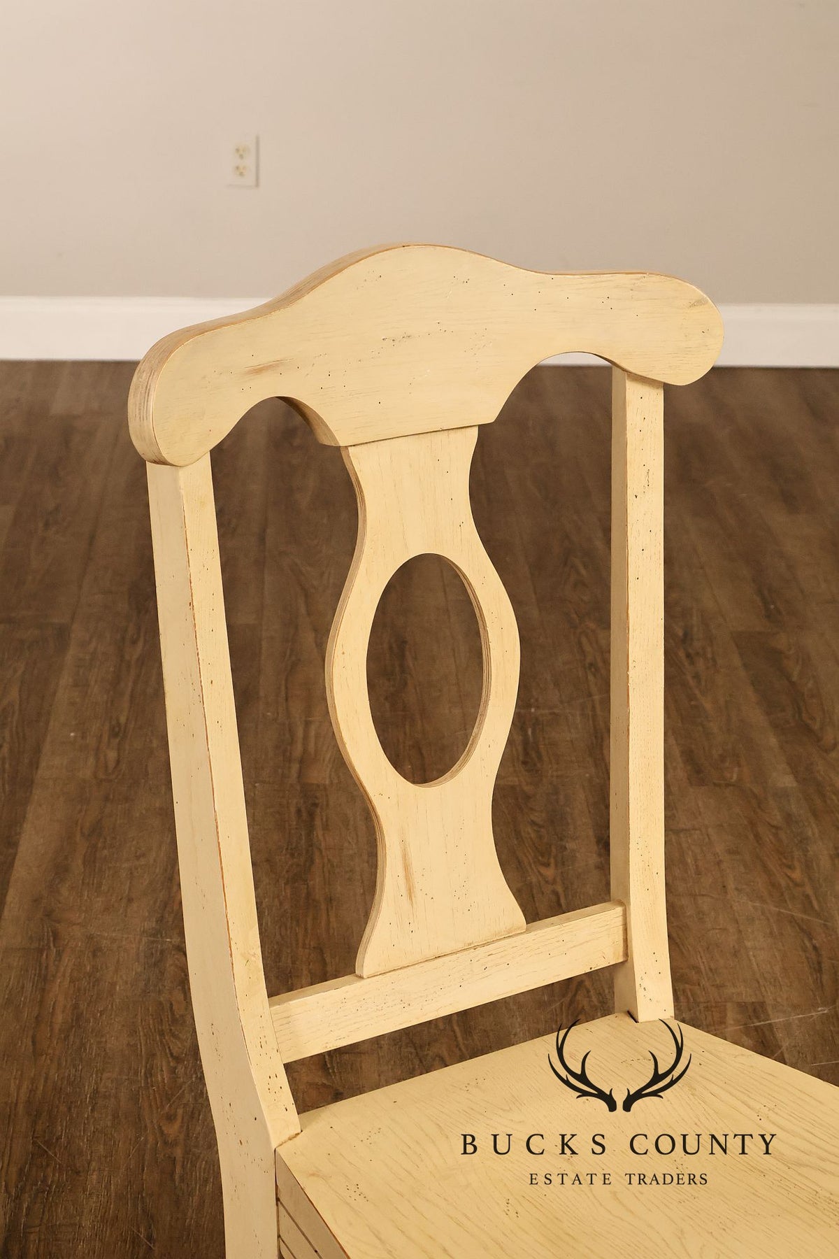 French Country Style Set Of Four Painted Oak Dining Chairs