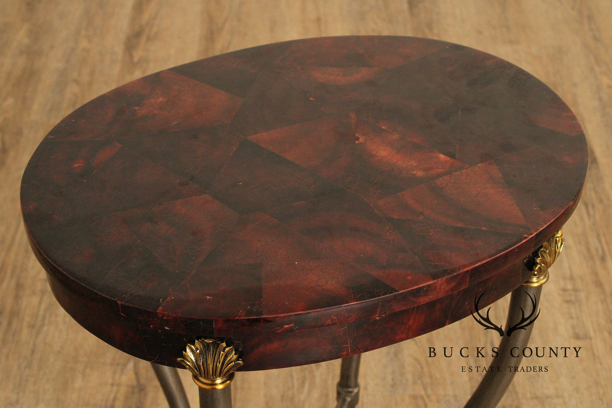 Ethan Allen Hollywood Regency Style Oval Top Side Table