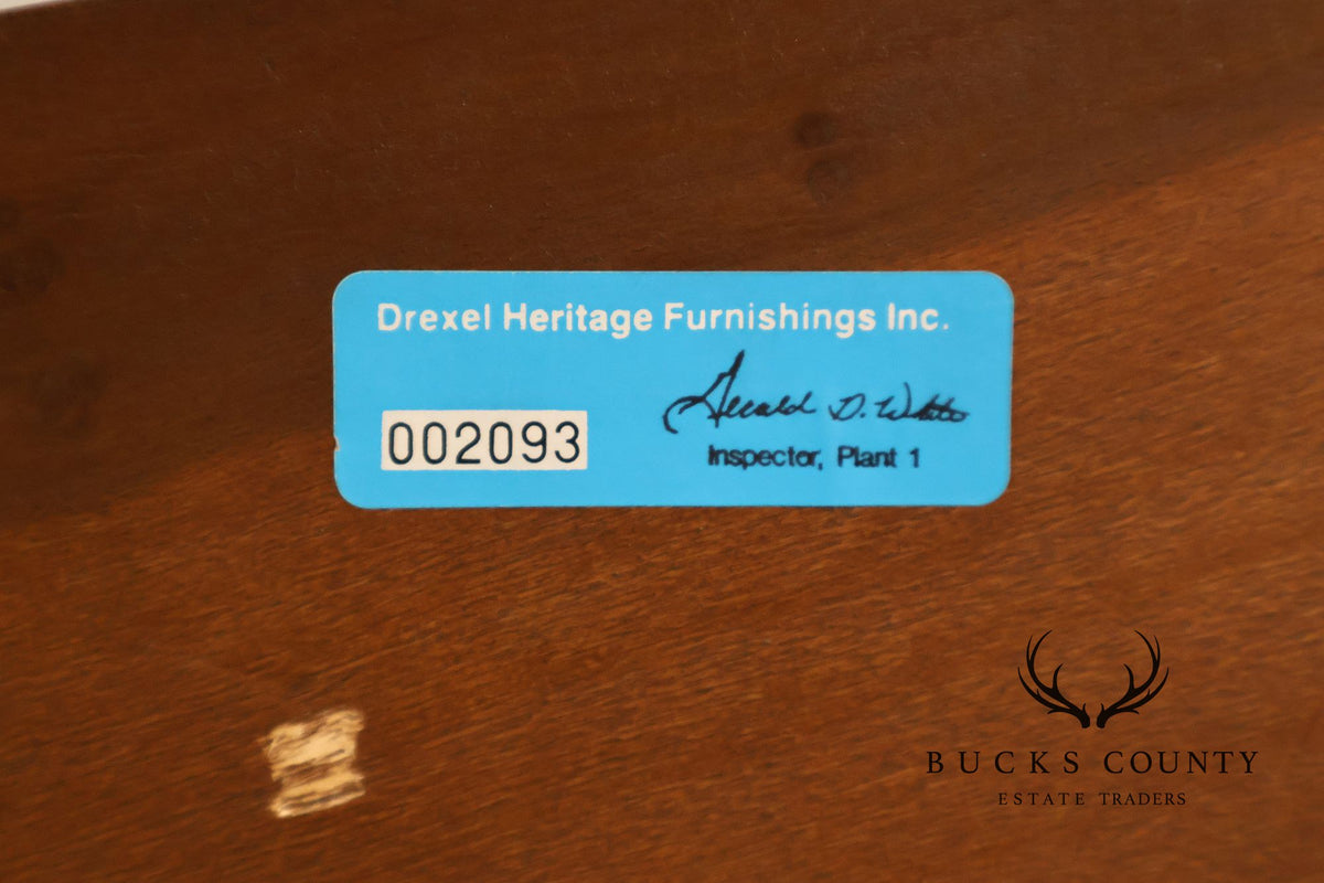 Drexel Heritage Mahogany Rice Carved Queen Poster Bed