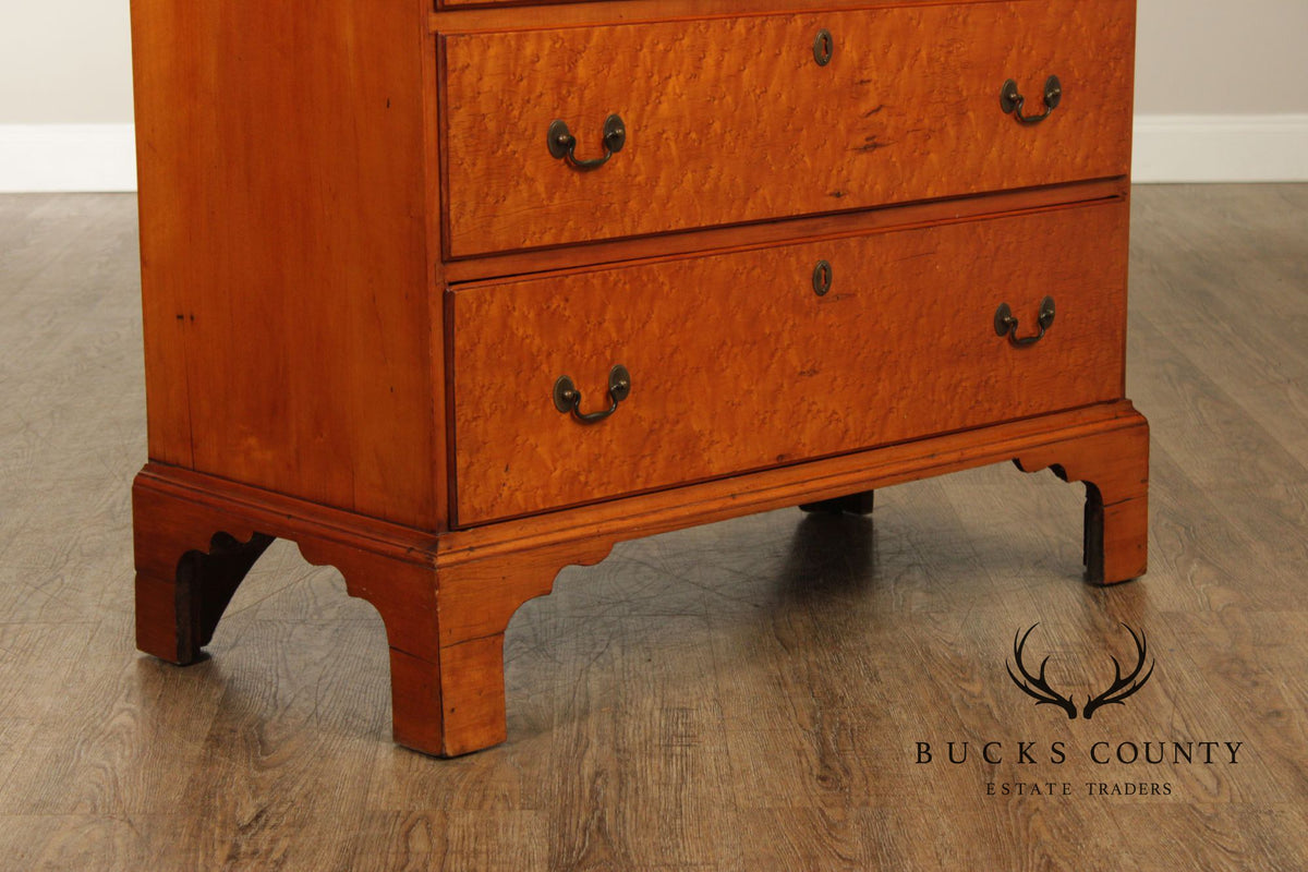 Antique American Chippendale Birdseye Maple Six Drawer Tall Chest, C.1780