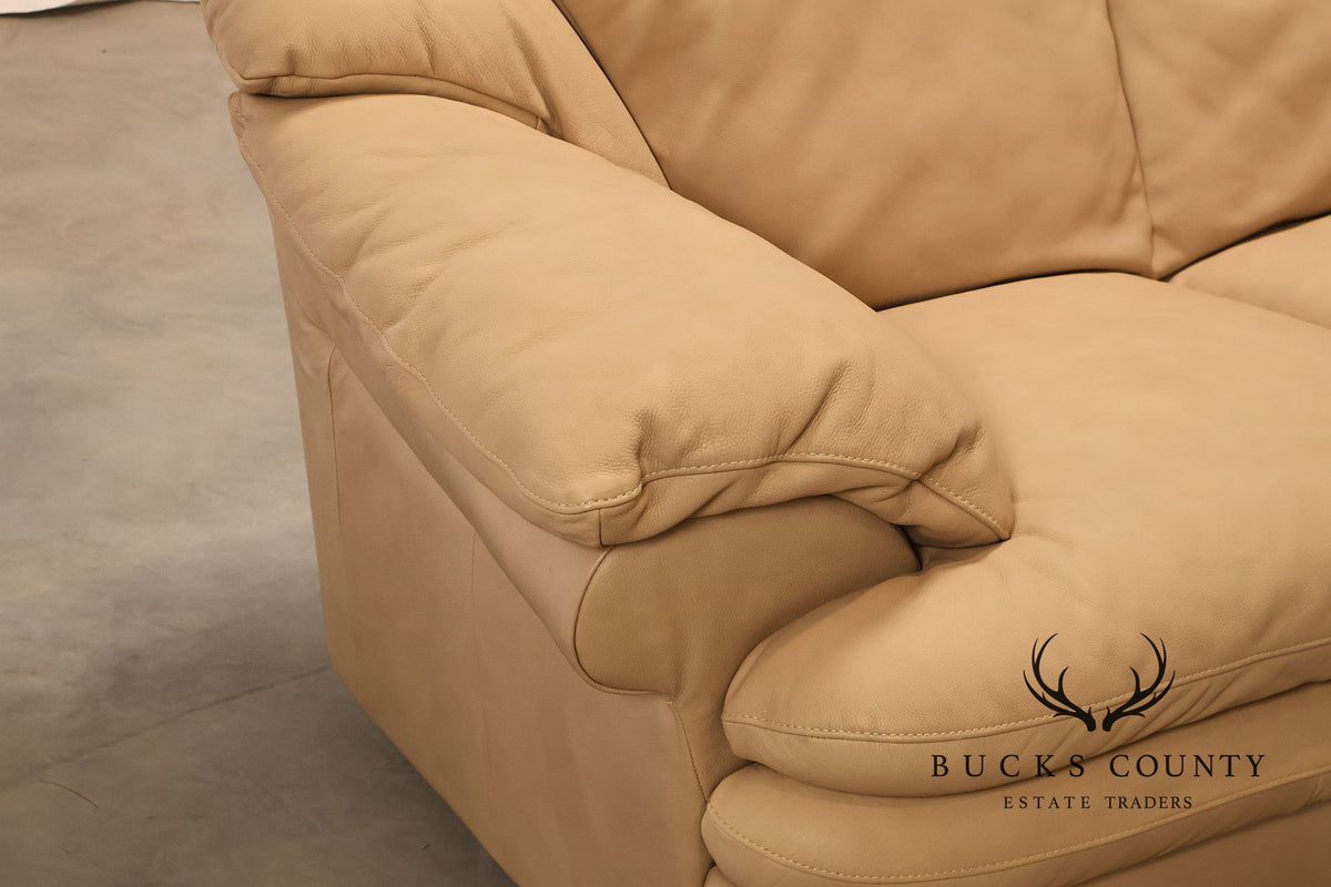 Italian Made Leather Sectional Sofa With Chaise