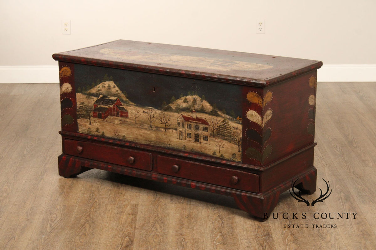 Antique Folk Art Painted Blanket Chest