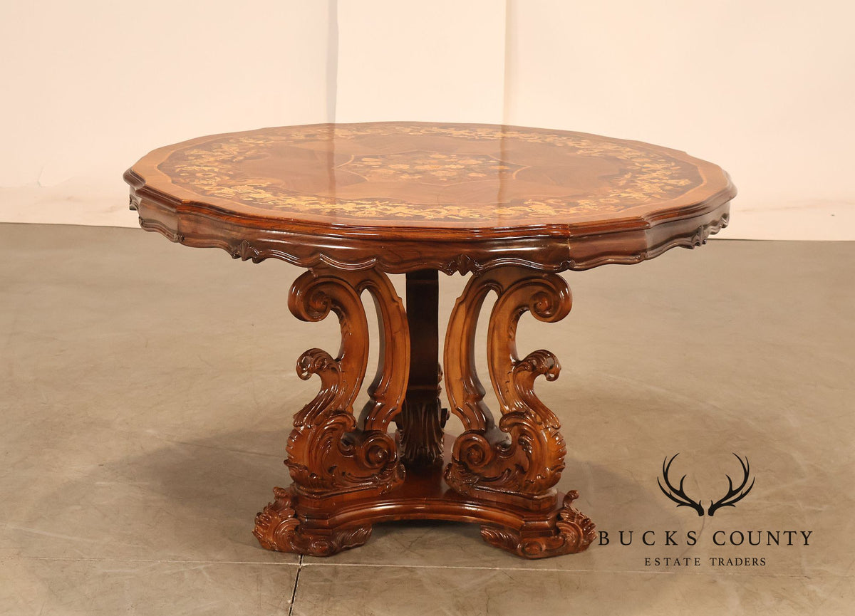 Italian Baroque Style Marquetry Inlaid Center Table
