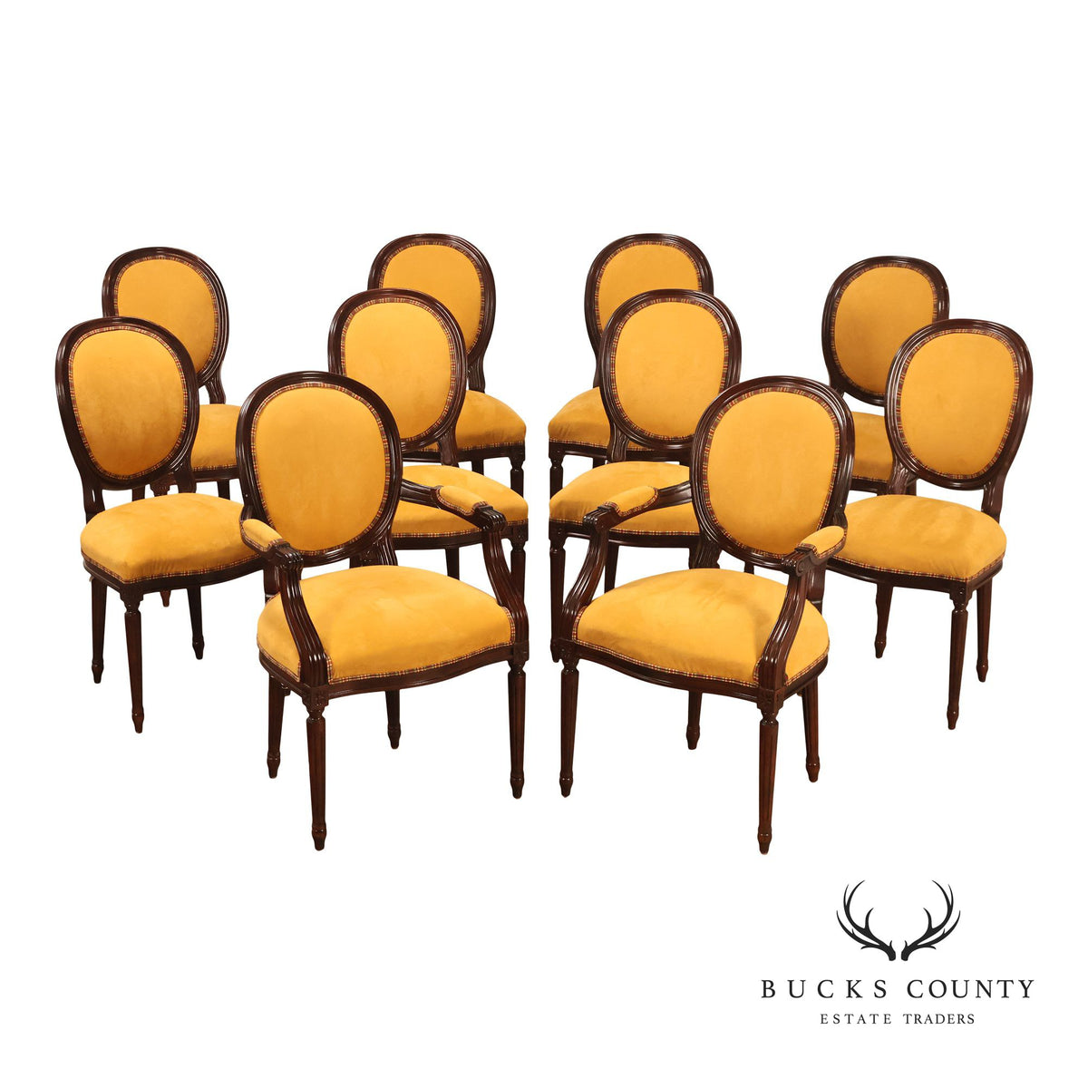 Century Furniture French Louis XVI Style Set of Ten Oval Back Dining Chairs