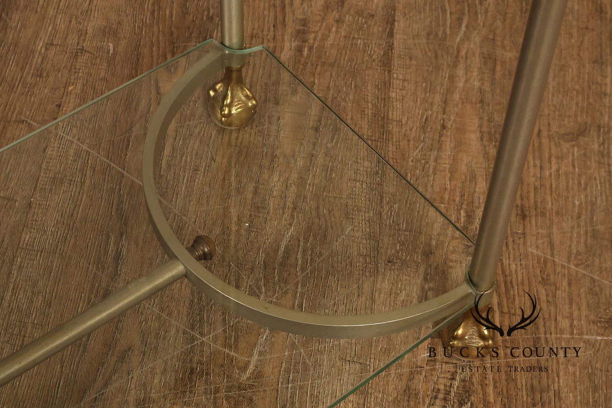 Directoire Style Italian Brass Steel And Glass Two Tier Console Table