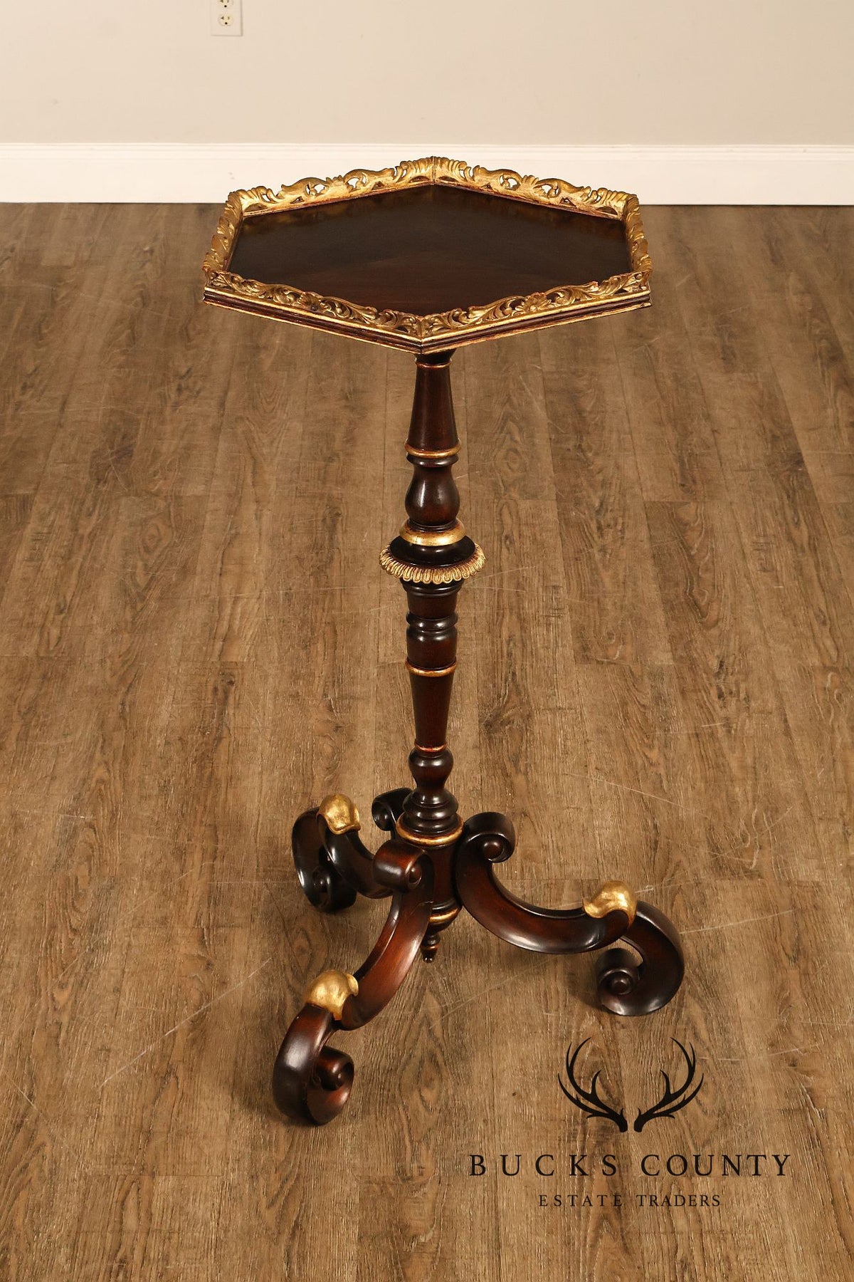 Italian Regency Style Mahogany And Gilt Pedestal Plant Stand
