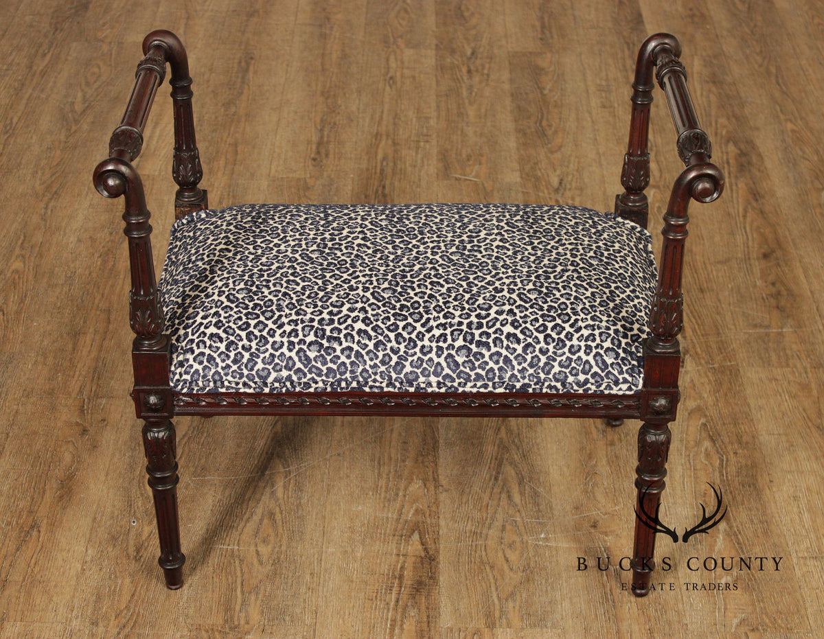 French Louis XVI Style Mahogany Vanity Bench