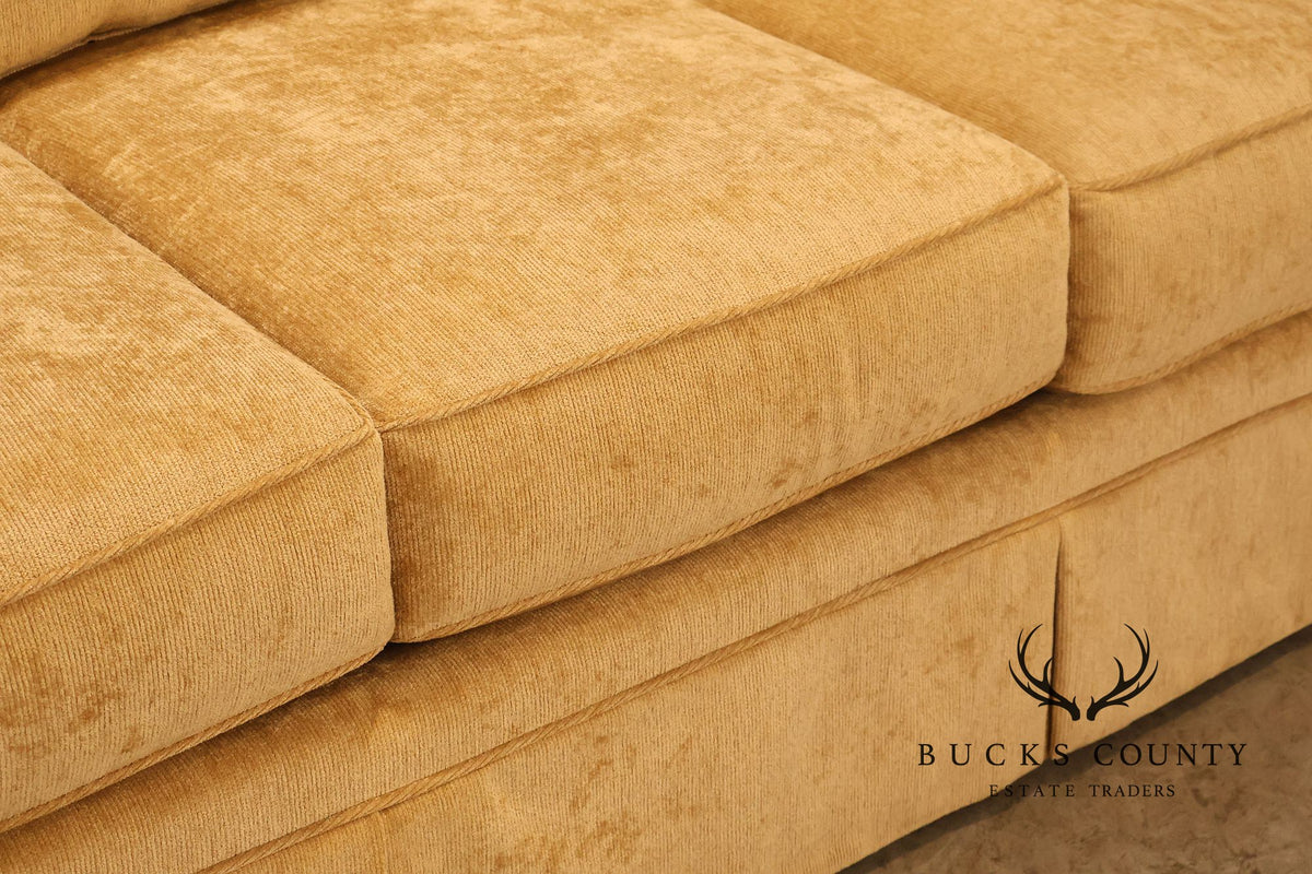 Traditional Gold Chenille Upholstered Three Cushion Sofa