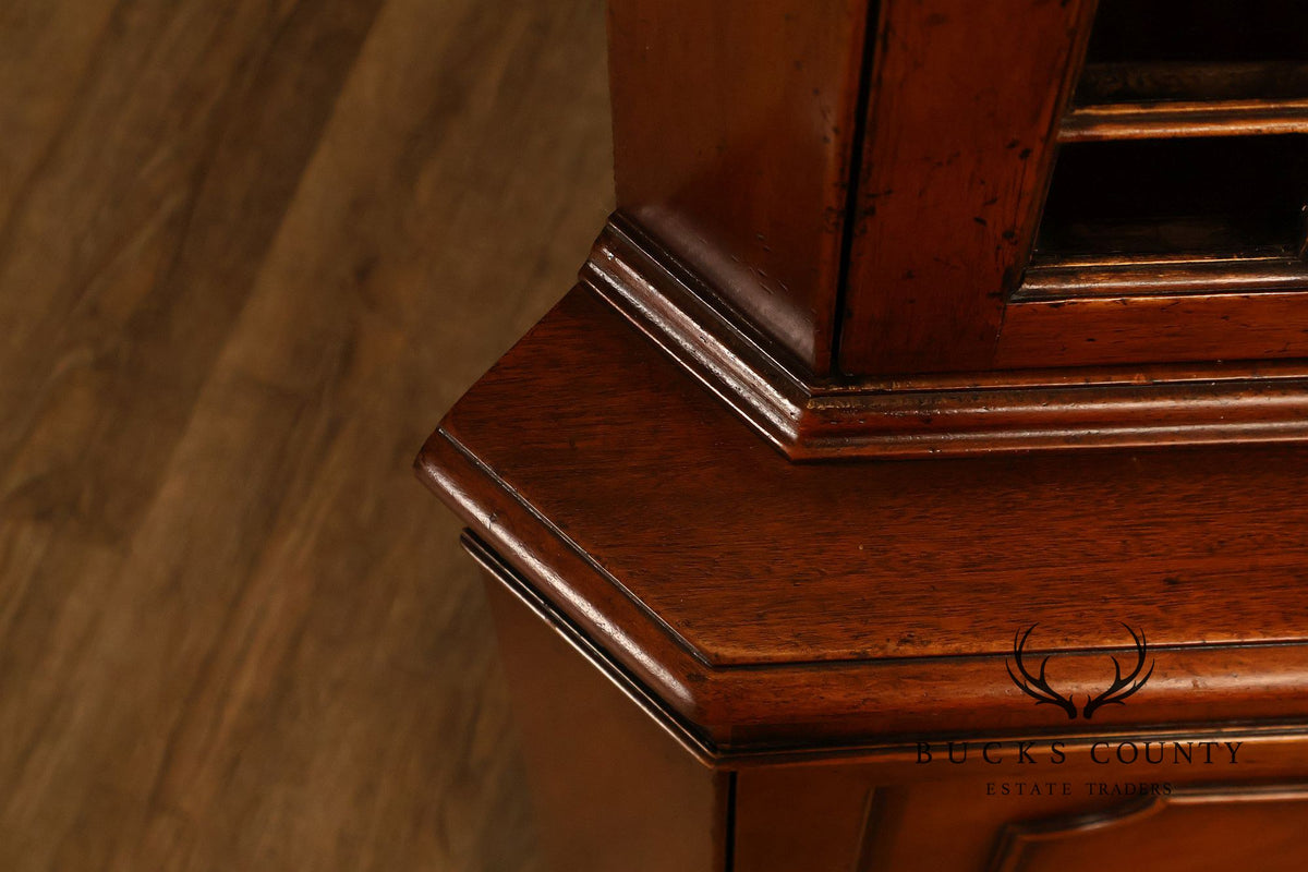Georgian Style Narrow Mahogany Corner Cabinet With Geometric Glass Door