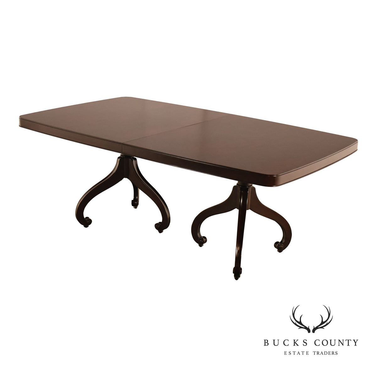 Thomasville Transitional Style Double Pedestal Mahogany Dining Table