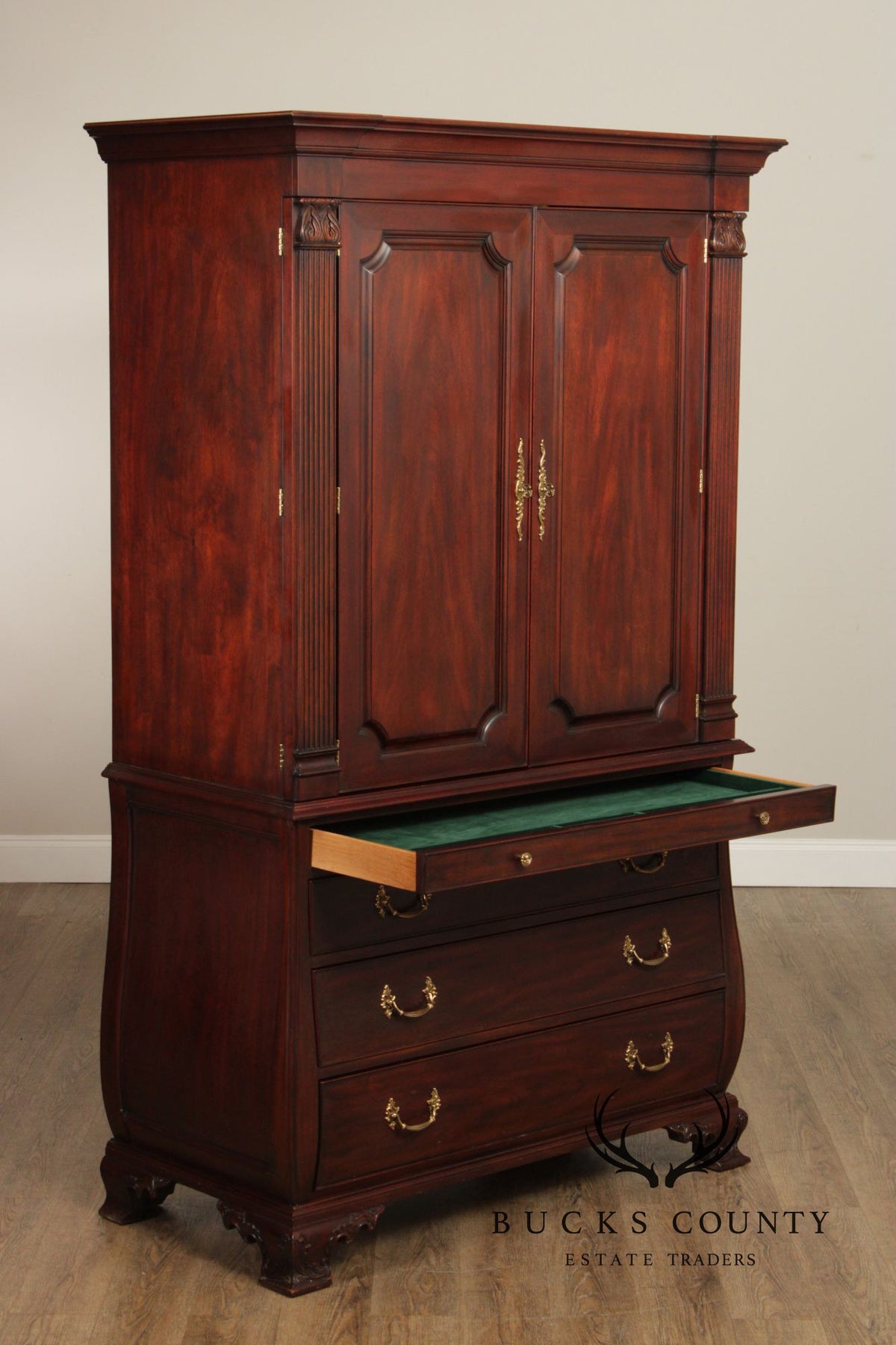 Henkel Harris Mahogany Bombe Armoire Cabinet